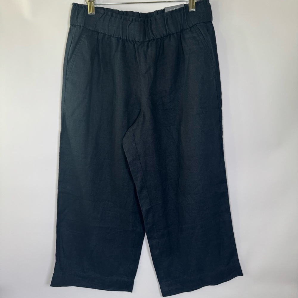 NWT- Talbots Nantucket Pull On Wide Leg Crop Pants - 100% Linen - Petite Small